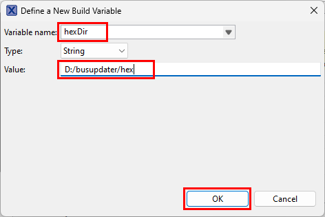 mcuxpress preferences build variable add